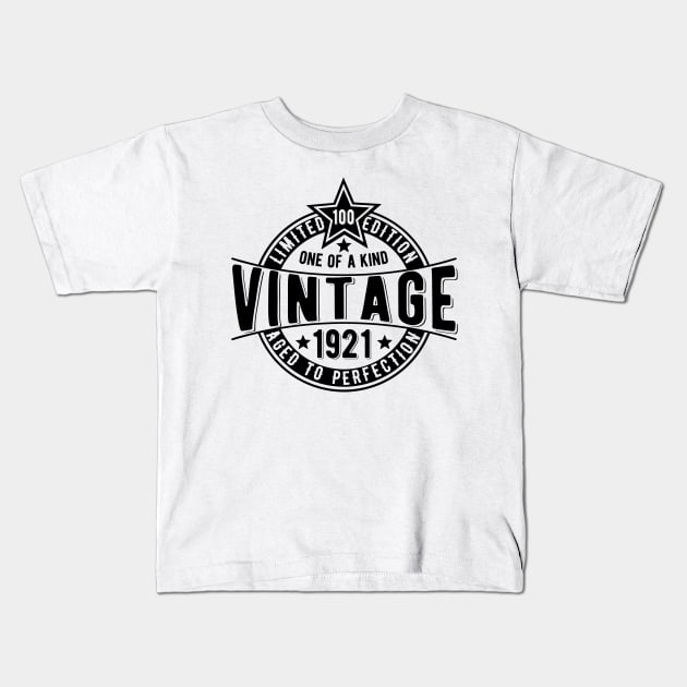 100th vintage birthday gift idea made in 1921 Kids T-Shirt by The Arty Apples